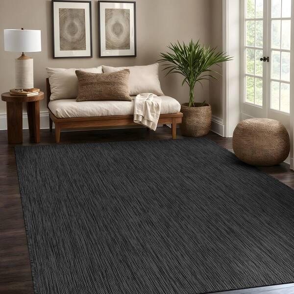 Beverly Rug Aloha Dark Grey 5 ft. x 7 ft. Solid Indoor Outdoor Area Rug