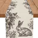 GPGHE Easter Table Runner Ink Floral Bunny Long Table Runners Spring Holiday Kitchen Dining Table Party Farmhouse Decoration 13 x 90 Inch