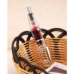Lanxivi Majohn Q1 Mini Fountain Pen Medium Nib Transparent Eyedropper Filling, Short Resin Pocket Pen Large Capacity