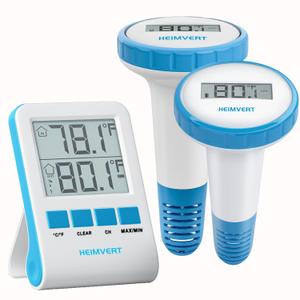 Wireless Digital Pool Thermometer Floating, Easy-to-Read Display, IPX8 Waterproof Indoor/Outdoor Sensor for Hot Tubs, Swimming Pools, Ponds & Aquariums,Mint Blue, 2 Pack