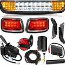 EZGO TXT Deluxe Light Bar Kit, Golf Cart LED Light Kit With EZGO TXT 12V Street Legal LED Headlight Taillight Turn Signal Hazard Light Switch Horn Brake Pad, Fits 1996-2013 Gas & Electric Golf Cart