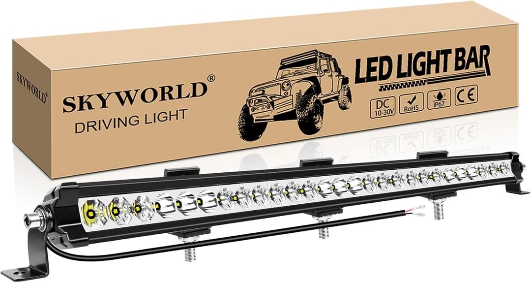 SKYWORLD Single Row Car led Light bar, 29 inch 90W 9000LM Spot Flood Combo Beam Work Driving Offroad Bar Lamp for 4x4 Off Road Truck SUV UTE ATV 4x4 Boat Tractor, IP67 Waterproof 6000K White