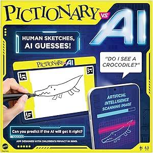 Mattel Games Pictionary vs. AI Family Game for Kids, Adults & Families Using Artificial Intelligence for 2 to 4 Players
