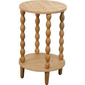 Wood Round Side Table, Small Bread End Table with Storage Shelf for Small Spaces, Nightstand for Living Room, Bedroom, Corners, and Office (Natural, Inches, 21.25, Inches, 13, Inches, 13)