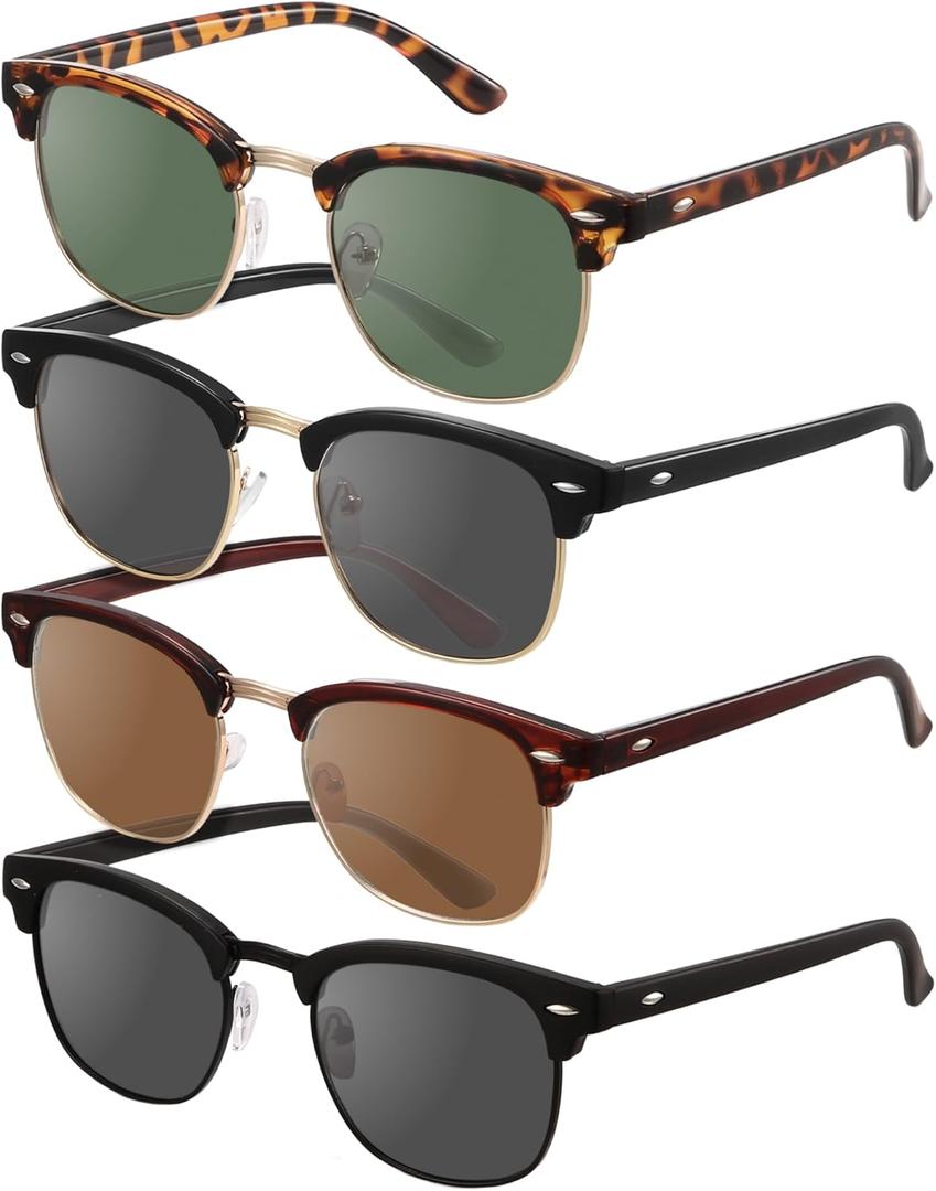 livho Rimless Trendy Polarized Sunglasses Men Women, Retro Sun Glasses for Men Women 2025, Semi Rimless UV Protection Shades (4 Pack)