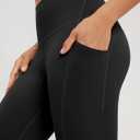 ODODOS Full Length High Waist Workout Leggings with Pockets for Women, 28" Tummy Control Athletic Yoga Pants, Black, Medium 