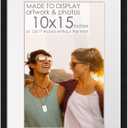 10x15 Black Wood Frame with White Mat | 12x17 Frame Matted to 10x15 | Display Your Poster Under UV Acrylic Shatter Guard Front, with Foam Board Backing and Wall Hanging Hardware - Wall Frame