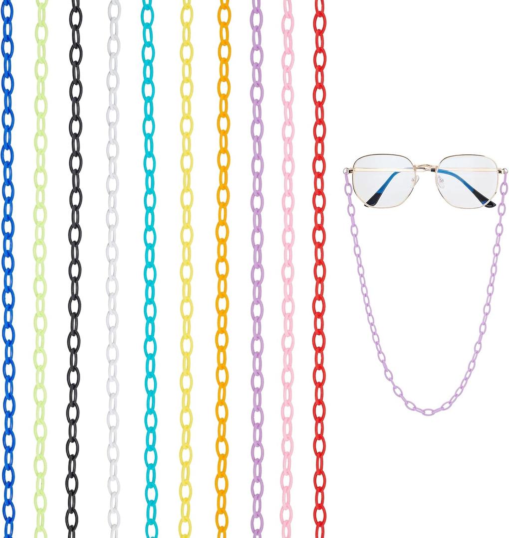 PH PandaHall Rainbow Colors Acrylic Cable Chains (13x82mm, 10 Colors-20 Strands)