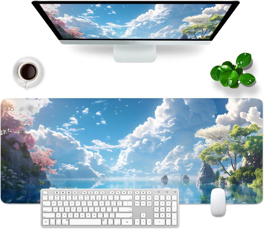 Large Gaming Mouse Pad XL Desk Pad 31.5x11.8x0.12 inch Large Mouse Pad for Desk (Clouds)