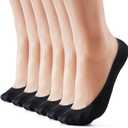 3-9 Pairs No Show Socks Women Nylon Ultra Low Cut Non-Slip Thin Liner Socks Invisible Hidden Socks for Flats (6-8, 6 Pairs Black)