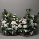 Ling's Moment 17.5" Tall Standing Artificial Flowers Arrangements 4 pcs Wedding Aisle Runner Chair Decorations White Sage Centerpieces for Ceremony Reception Rose Floral Party Outdoor Decor