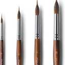 Watercolor Brushes Professional, Fuumuui 4Pcs Extended Needle Point Brushes Synthetic Extra Long Pinhead Brush with Sable Body for Fine Detailing - Watercolor Acrylic Gouache Inks Painting