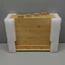 14.56"L x 11"W Bamboo Cutting Board Set of 4 - Wood Cutting Board Set with Holder, Chopping Boards Set with Food Icons, Juice Groove - Ideal for Meat, Fish, Bread, Vegetable, Fruit Chopping