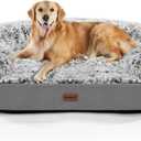 iweepet 3.7 inch Thickened Orthopedic Dog Beds for Extra Large Dogs, Fluffy Supportive Dog Sofa Bed with 28D Egg-Crate Foam, Removable Washable Cover, Waterproof Lining, Cozy Oval Design, Grey