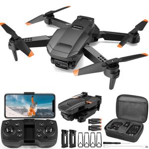 GOFOIT E60 Drone with Camera for Adults Kids, 1080P HD Foldable FPV RC Quadcopter with Upgrade Gesture Control, 90° Adjustable Lens, Headless Mode, 2 Batteries, Carrying Case, Altitude Hold, 3D Flip