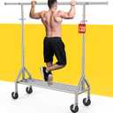 Upgraded 100% Stainless Steel Clothing Rack Load 760LBS, Heavy Duty Clothes Racks with Larger & Sturdy Wheel, Extendable & Adjustable Rolling Garment with Shelves for Hanging Portable Closet Rack (Silver)