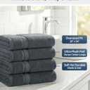 LANE LINEN 100% Cotton 4 Pack Bath Towels Set (28"x54") - Zero Twist, Large Cotton Towels for Bathroom - Quick Dry, Soft & Absorbent Bath Towel Set - Remains Soft After Multiple Washes - Cool Grey