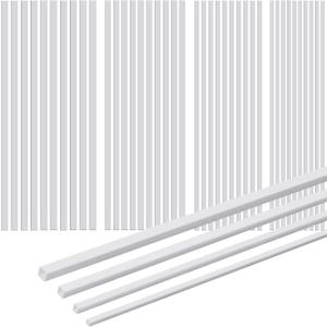 Outus 80 Pcs ABS Square Plastic Tube White Bars Rod Hollow Tubing Connector Plastic Rod for DIY Crafts Sand Table Architectural Model Making, 4 Sizes
