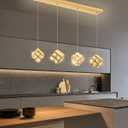 4 Lights Modern Rectangular Crystal Pendant Lights for Dining Room LED Dimmable Pendant Lighting Chandelier for Kitchen Island Foyer Hallway Stairwell Gold