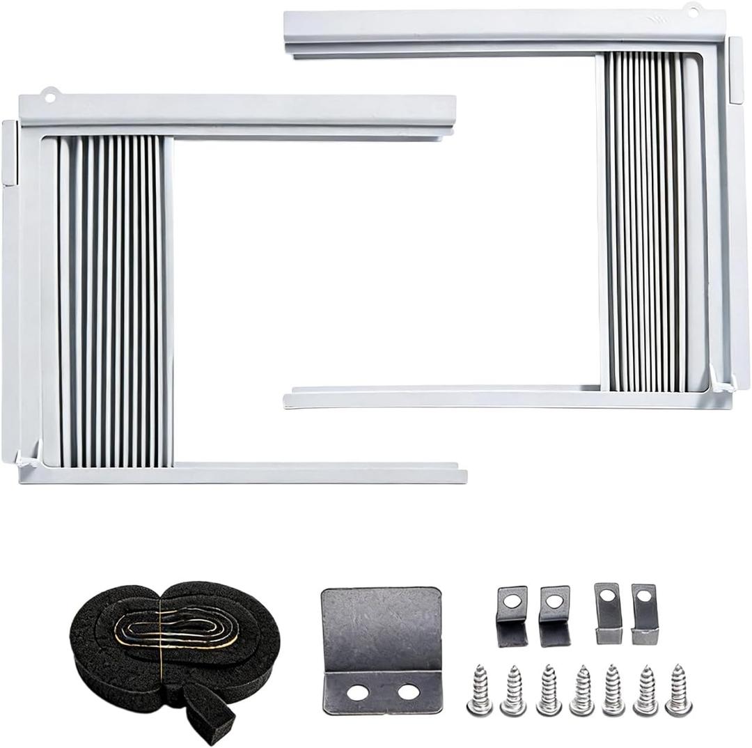 Window Air Conditioner Side Panel with Frame, Universal Window AC Accordion Filler Kit for Most 5,000 BTU Units