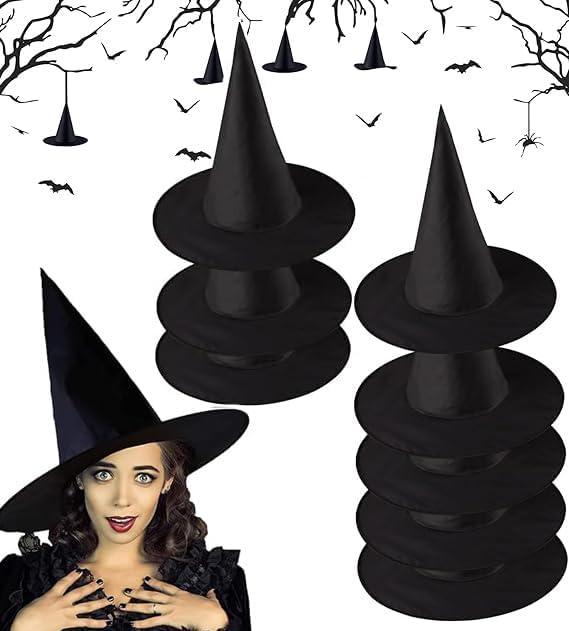 2 x 8Pcs Floating Witch Hats, Halloween Witches Hats Decor, Floating Porch Indoor Outdoor Hocus Pocus Decor Party Supplies, Black