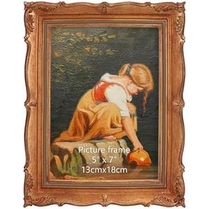 PHAREGE Vintage Picture Frame 5x7 Bronze, 5 by 7 Ornate Decorative Antique Frame with Mat for 4x6 Photo, Fancy Matted Frame for Desktop or Wall, Horizontal or Vertical