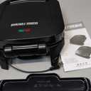 George Foreman 4-Serving Removable Plate Electric Grill and Panini Press, George Tough Non-Stick Coating, Drip Tray Catches Grease, Black
