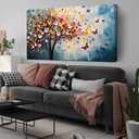 Butterfly Tree Canvas Wall Art for Living Room Bedroom Home Office Blue Colorful Tree of Life Wall Art Modern Large Framed Canvas Prints Size 29x59 (29L" x 59W")