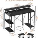 Somdot 39" Computer Desk with LED Lights & Power Outlet Storage Shelves