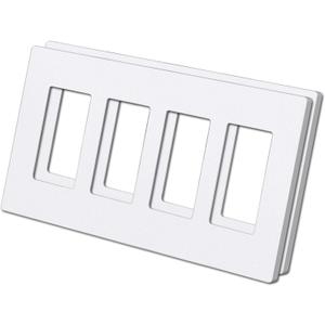 (2 Pack) BESTTEN USWP6 Matte Snow White 4-Gang Screwless Wall Plate, Decorator Outlet Cover, for Light Switch, Dimmer, USB, GFCI, Receptacle, H4.69 x W8.35