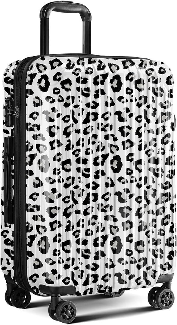 Checked 24inch Luggage with Spinner Wheels,Cheetah