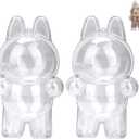 2pcs Clear Figure Display Case with Keychain,Plastic Protective Cover for Blind Box Figures,Portable Dustproof Mini Doll Storage Bag,Blind Box Display Pouch for Fans and Collectors (Standing)
