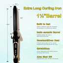 abp 1.25 Inch Curling Iron Extra Long Barrel with Clamp Instant Heat to 450 | Ceramic Coating with LCD Display, 1 1/4 Inch Hair Style Tool for Long & Medium Hair, Designed for Women & Girls