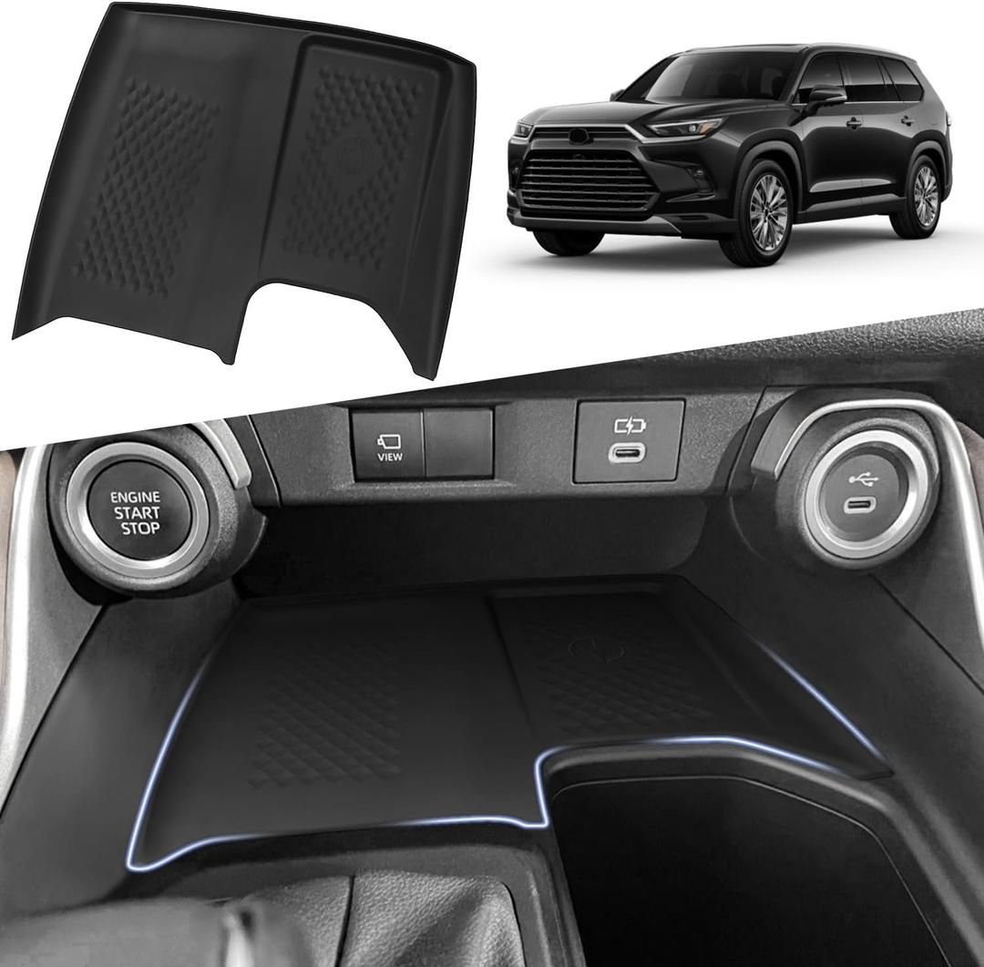 Wireless Charging Anti-Slip Mat for 2024 2025 2026 Toyota Grand Highlander, Silicone Waterproof Non-Slip & Anti-Scratch Center Console Phone Charger Protective Pad Liner Accessories (Model-B)