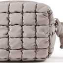 Yarnic Quilted Makeup Bag Cosmetic Bag, Travel Toiletry Bag for Women, Cute Makeup Bag Organizer Puffer Makeup Pouch (Taupe, S)