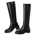 Reitoye Knee High Boots Women Round Toe Chunky Block Heeled Boots Side Zipper Tall Gogo Boots Shoes, Size 11