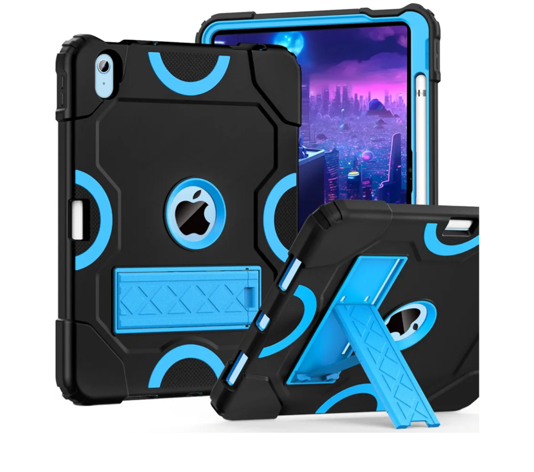 Cantis Case for iPad 11-inch (A16) 2025/ iPad 10th Generation 2022 (10.9 inch), Shockproof Cover 10th Generation with Pencil Holder & Kickstand, Black+Blue