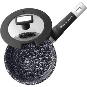 WaxonWare 1.75 Quart Ceramic Nonstick Pot with Lid - Non Toxic Nonstick Sauce Pan Cookware, Free of PFOA, Cadmium, & Lead - Small Non Stick Pots with Lid & Stay-Cool Handle - STONETEC Series