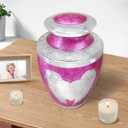 M MEILINXU Urn for Ashes for Woman & Male, Cremation Urns for Human Ashes Adult Female & Man, Burial Urns, Decorative Urns for Funeral, Silver Angel Wings and Heart-Shaped, Pink Urn for Woman -Large