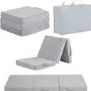 Foldable Floor Mattress for Kids, Toddler Washable Tri Folding Floor Nap Mat for Sleeping Daycare, Child Trifold Futon Sofa Bed with Storage Bag for Girls and Boys (Grey)