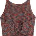SweatyRocks Women's Sleeveless Space Dye Knit Camisole Criss Cross Backless Crop Top, Size Medium
