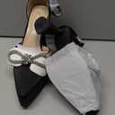 JENN ARDOR Closed Toe Heels Platform Pumps with Rhinestone Bow, Ankle Strap Womens Dress Shoes (6, Black - Super Soft Silk)