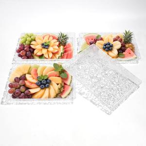 GLITCHCORE 9.8 * 5.9" Acrylic Tray Serving 4-Pack Platter for Party Trays for Serving Food,Fruit Plastic Serving Trays,Suitable for Home Kitchen and Outdoor Dessert, Cake, and Cookie Plating.