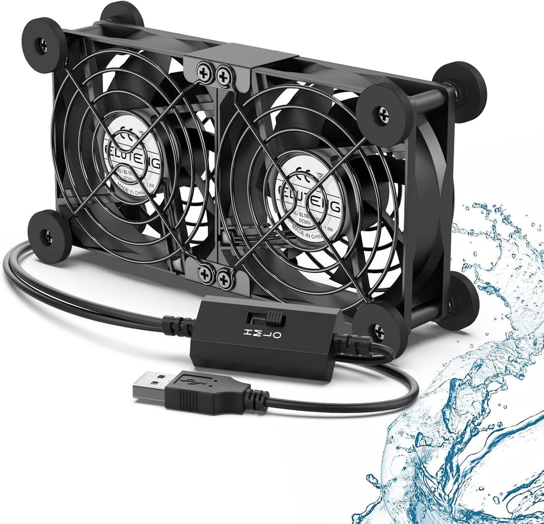 ELUTENG Dual Cooling Fan Whisper Quiet 80mm USB Fan 3 Adjustable High Speed USB Port Heatsink Fans Compatible for PS4, PS5, Router, Laptop, PC, Xbox Cooling Electronics