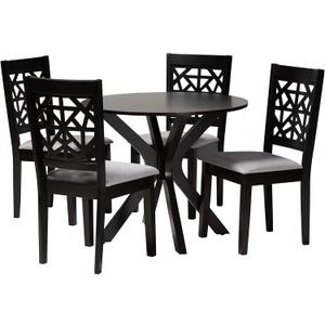 Baxton Studio Karel Dining Set, 5-Piece, Grey/Espresso Brown