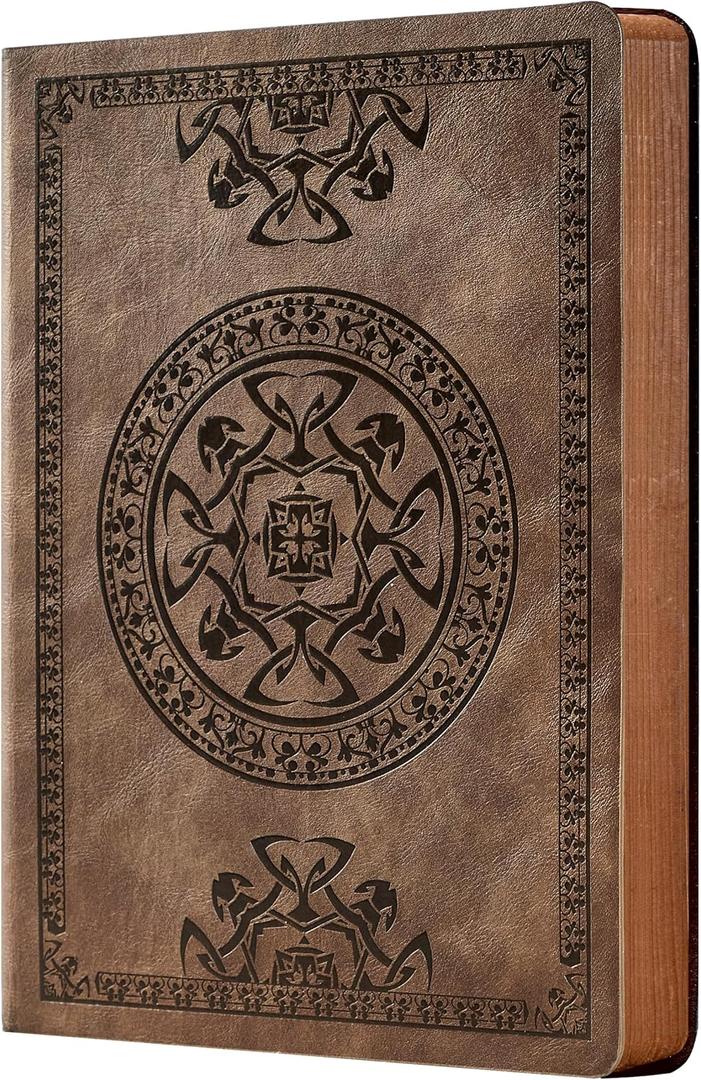 CAGIE Journal for Men Soft Cover Lined Pages Vintage Notebook 180 Lay Flat Mens Journals for Writing Travel Diary, 5.7'' x 8.3'', Dark Brown