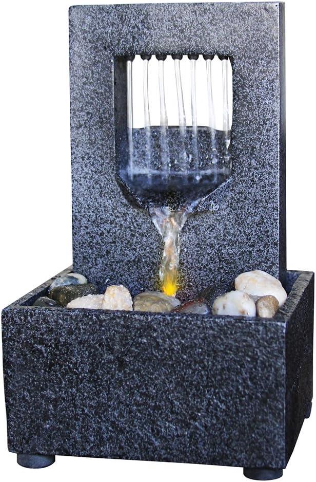 Nature's Mark Raining Spout LED Relaxation Water Fountain with Authentic River Rocks