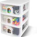 Desktop Storage Drawers Desk Organizer with Drawers, 3 Drawers Organizing Drawers Clear Small Plastic Storage Drawers for Crafts, Accessories, Stationeries, Office Supplies, Pens (1Pack) (White)