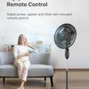 PELONIS PFS45A5BBB 18 inch 5-Blade Oscillating, Adjustable Standing Pedestal Remote, LED Display, 5 Speed Setting and 7-Hour Timer Fan, Black