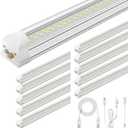 ELEKICO Super Bright 50w 7200lm 5000k V Shape 4ft Led Shop Lights for Workshop 4ft, 4' Linkable 4 Foot Led Shop Lights with Plug in Power Cable On/Off Switch for Garage Basement Warehouse, 4ft-10pack